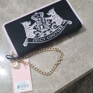 Juicy Couture Black and Pink Key Holder with Gold Chain